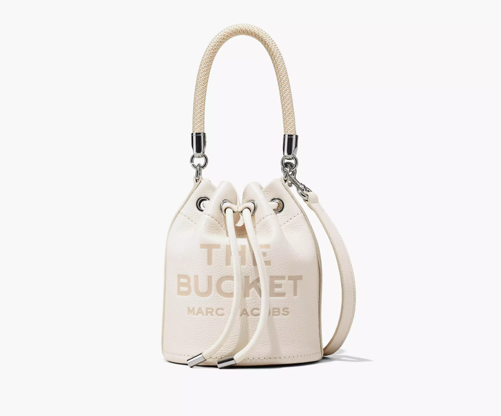 THE LEATHER BUCKET BAG COTTON SILVER