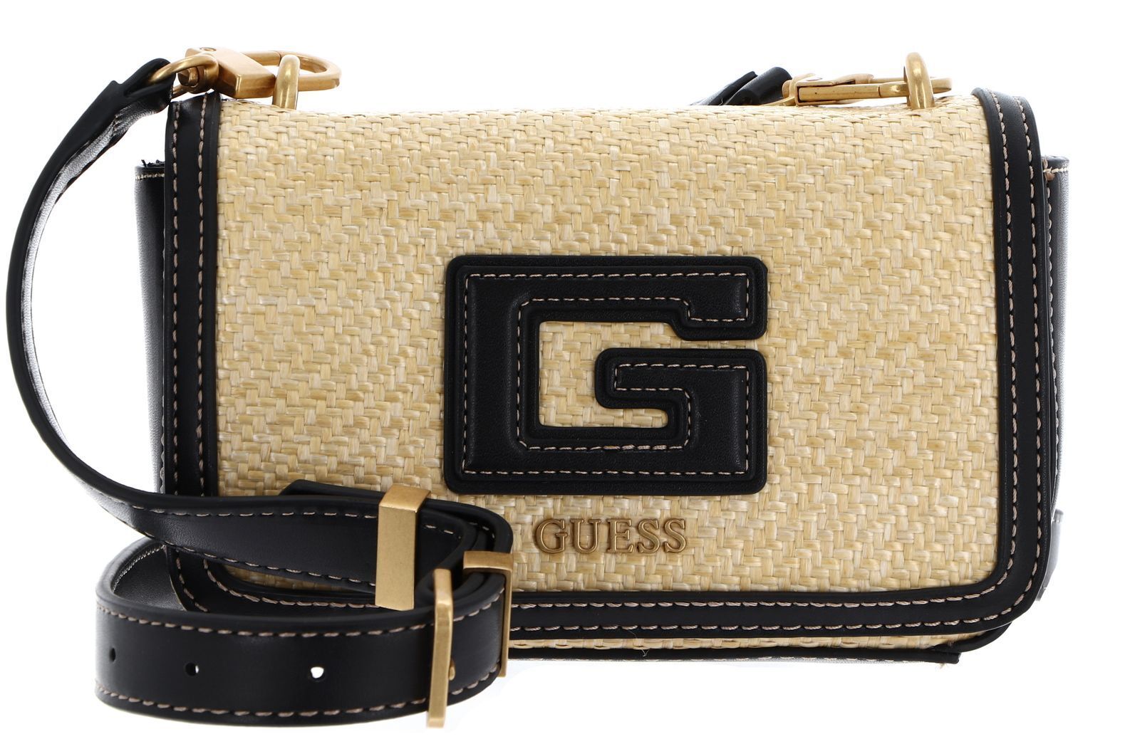 GUESS G Status Mini Crossbody Flap Bag Natural / Black