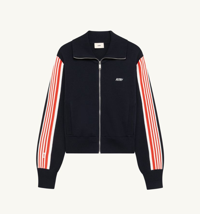 CHAQUETA DE PUNTO DE VISCOSA CON CREMALLERA AZUL