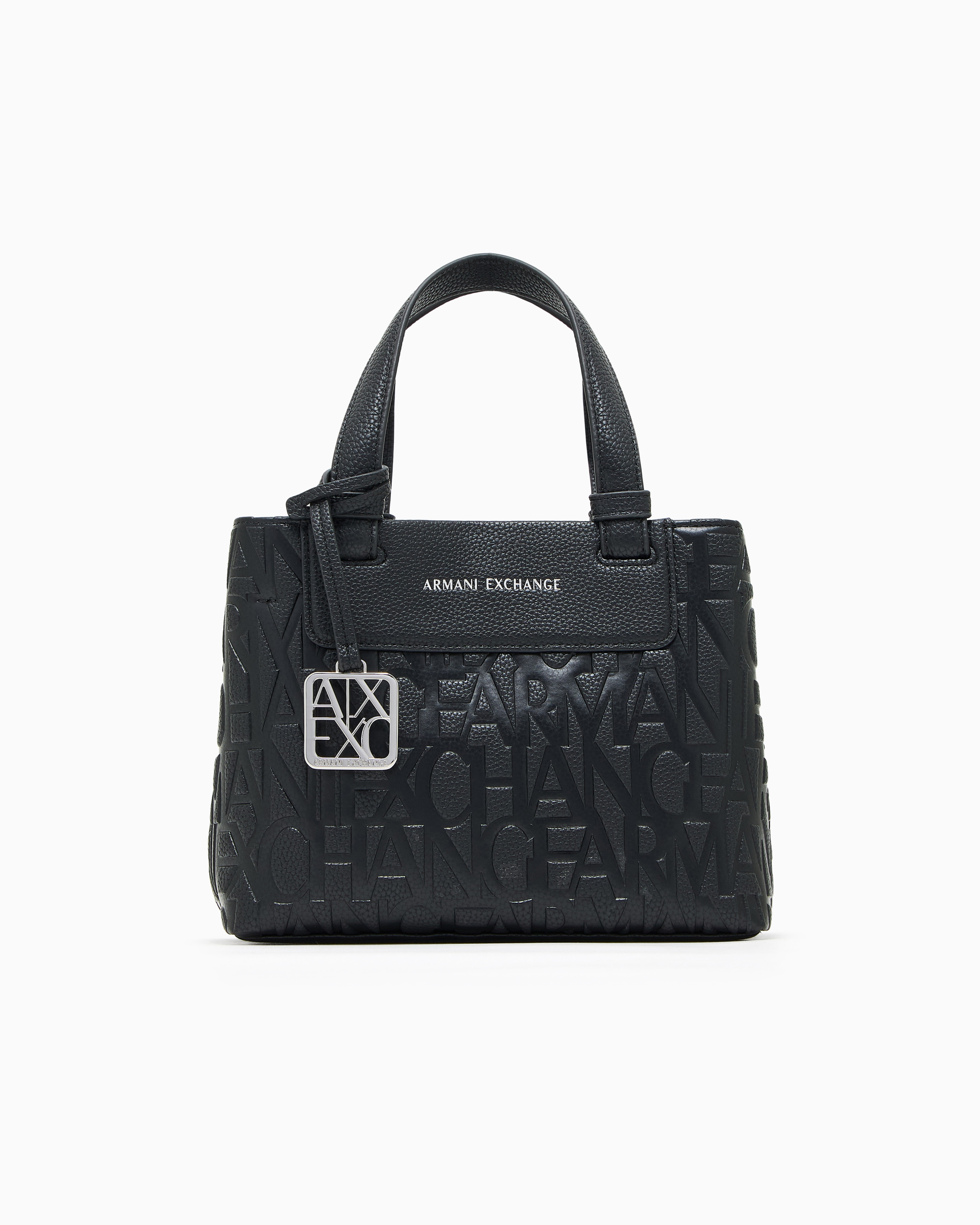 Bolso tote letras en relieve y bandolera extraíble black