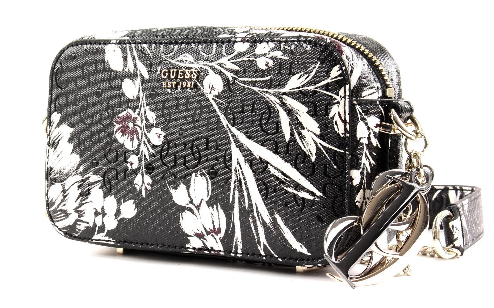 bolsa guess negra con flores