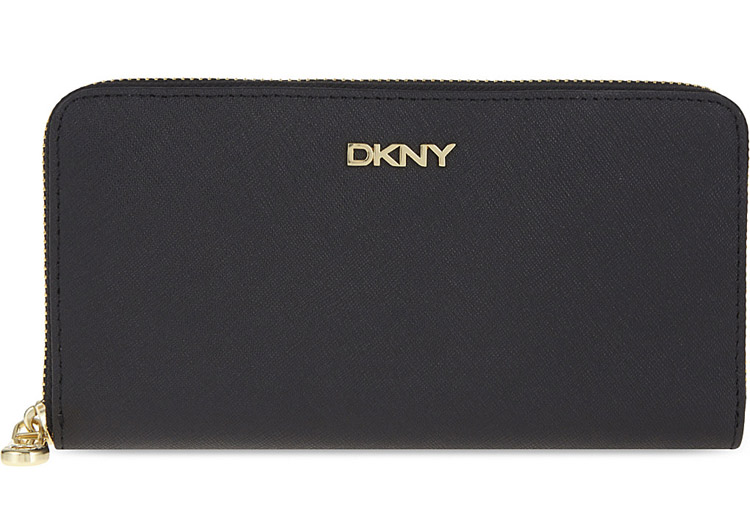 Billetero DKNY cremallera piel saffiano negro