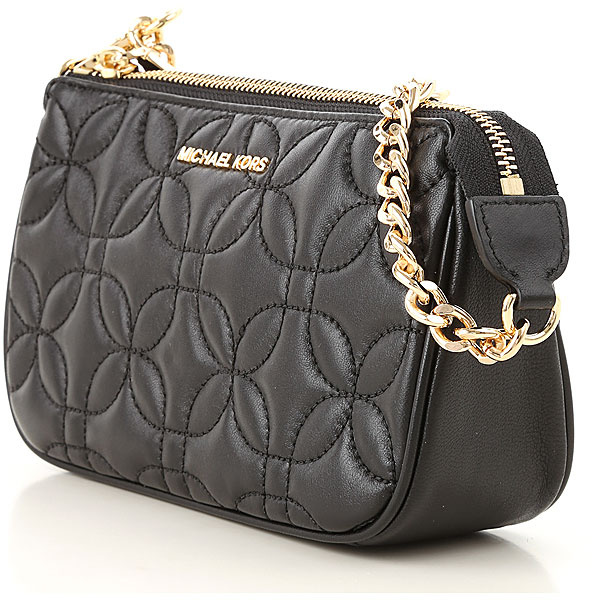 bolso michael kors chain pouch con cadena piel acolchado negro - 125.00