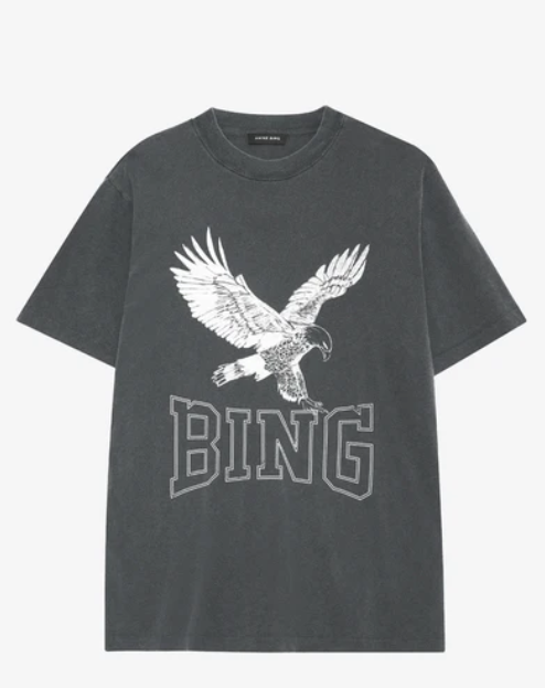 Camiseta Anine Bing Lili Retro Eagle Washed negro