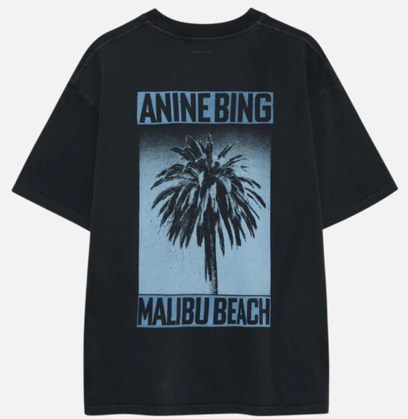 Camiseta Anine Bing CADE TEE PALM - WASHED BLACK