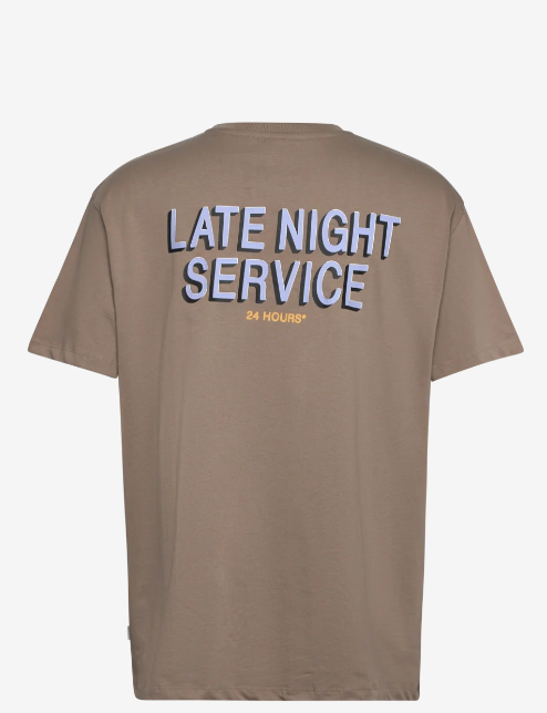 LATE NIGHT SERVICE - Camiseta estampada taupe
