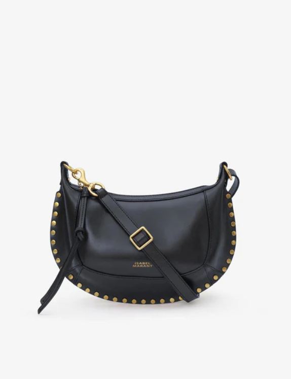 Bolso de hombro de cuero Oskan Moon negro