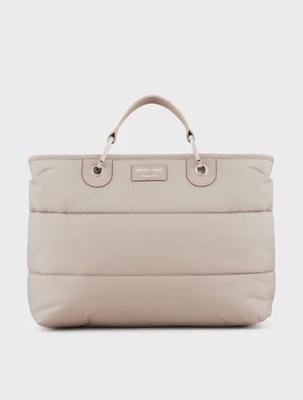 Bolso EA shopper MyEA Bag nailon reciclado acolchado beig