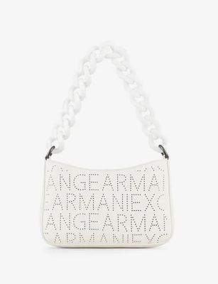 Bolso Armani Exchange pequeño hombro perforado blanco