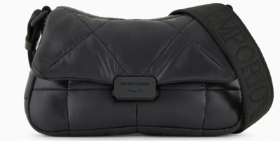 Bolso de hombro baguette en nailon acolchado black
