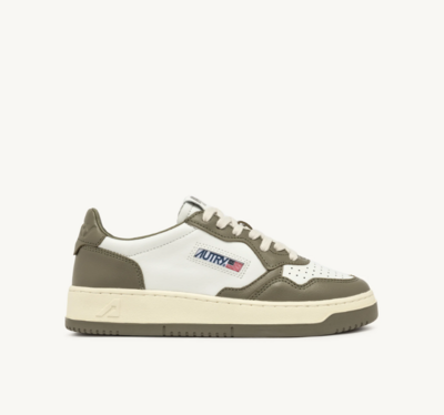 ZAPATILLAS MEDALIST LOW CUERO BICOLOR BLANCO Y VERDE MILITAR