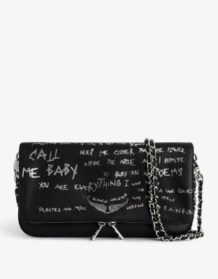 Bolso Rock piel granulada impresa Graffiti black