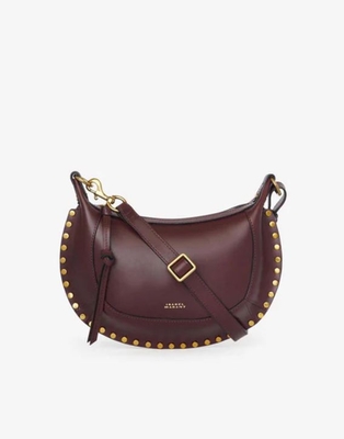 Bolso de hombro de cuero Oskan Moon borgoña