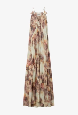 Vestido largo de voile de algodón estampado