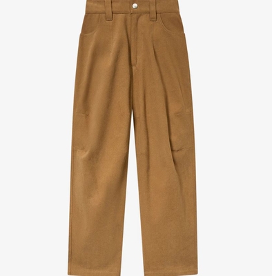 pantalón ancho opalyna en lona de algodón de sarga camel