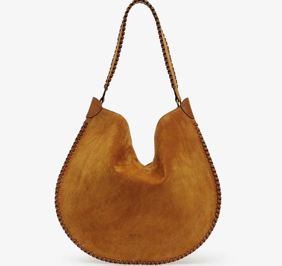 Bolso de ante de becerro trenzado oskan hobo soft cognac